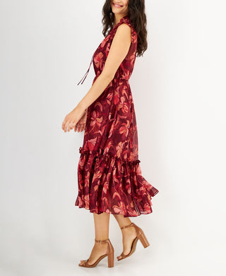 INC International Concepts Women's Floral Print Flutter Sleeve Dress Pink Size X-Large