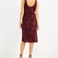 INC International Concepts Women's Printed Satin Midi Dress Red Size Medium