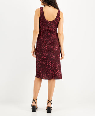 INC International Concepts Women's Printed Satin Midi Dress Red Size Medium