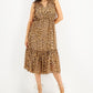 INC International Concepts Women's Cheetah Print Flutter Sleeve Dress Brown Size Medium