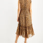 INC International Concepts Women's Cheetah Print Flutter Sleeve Dress Brown Size Medium