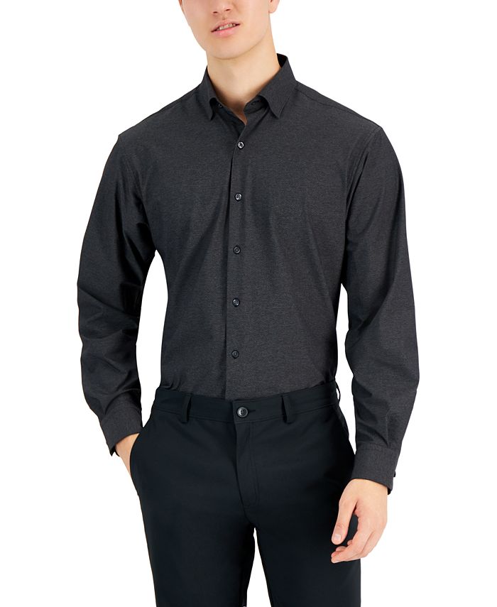 Alfani Men's Regular Fit Travel Ready Solid Dress Shirt Black Size 16X34X35