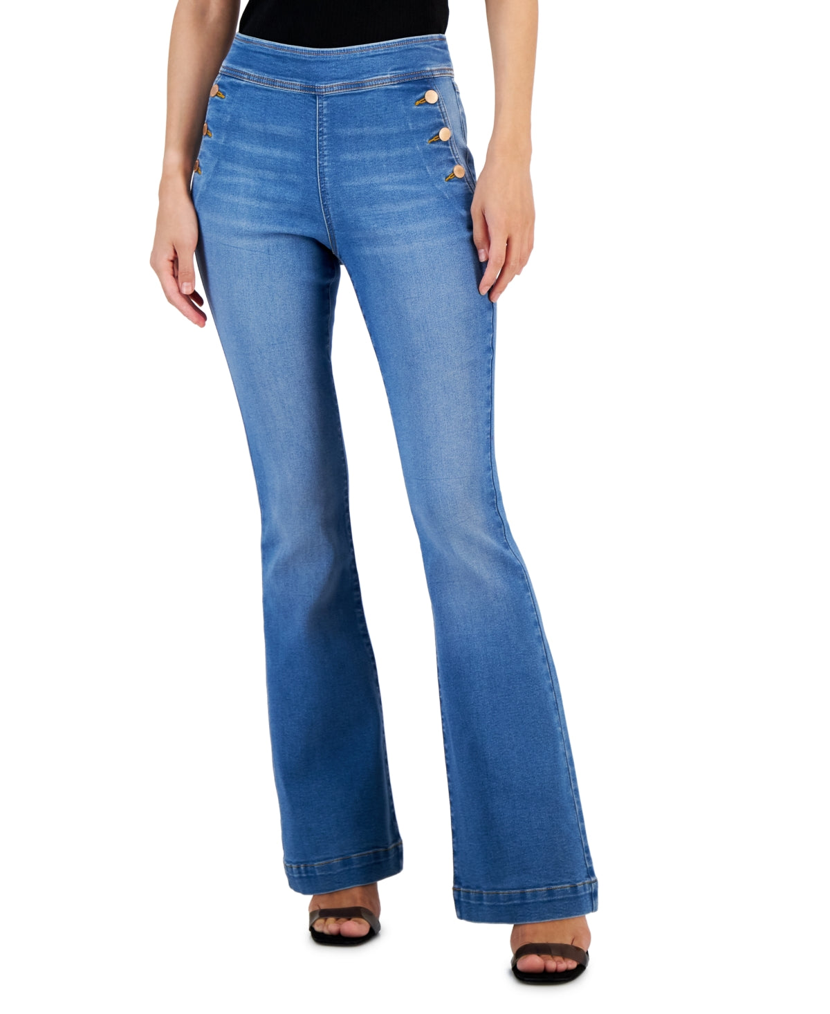 INC International Concepts Women's Pull On Flare Leg Jeans Blue Size 4