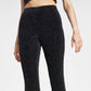 Bar III Women's Caviar Sparkle Flared Leg Pull On Pants Black Size Small
