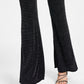 Bar III Women's Caviar Sparkle Flared Leg Pull On Pants Black Size Small