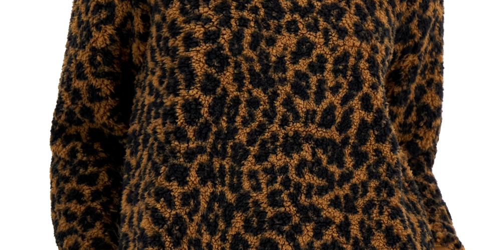 Style & Co Women's Printed Crewneck Fleece Tunic Brown Size Medium