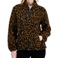 Style & Co Women's Printed Sherpa Quarter Zip Pullover Brown Size Petite X-Large
