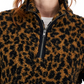 Style & Co Women's Printed Sherpa Quarter Zip Pullover Brown Size Petite X-Large
