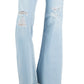 INC International Concepts Women's Mid Rise Destructed Flare Leg Jeans Blue Size 10