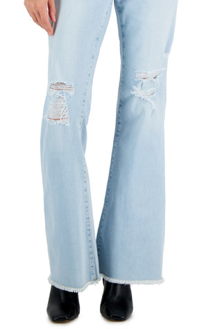 INC International Concepts Women's Mid Rise Destructed Flare Leg Jeans Blue Size 10