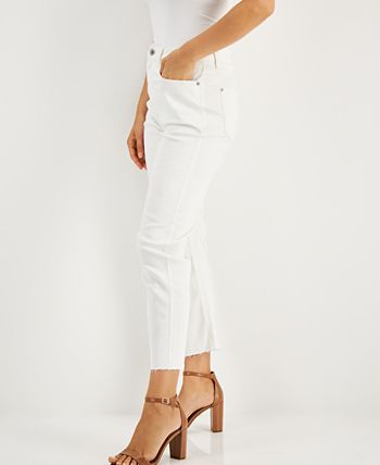 INC International Concepts Women's Raw Hem High Rise Jeans White Size 4