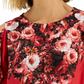 JM Collection Women's Cold Shoulder Mixed Media Floral Top Red Size Small