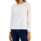 Style & Co Women's Classic Solid Long Sleeve T-Shirt White Size Petite Large