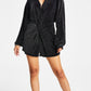 Bar III Women's Blouson Sleeve Sparkle Knit Romper Black Size Medium