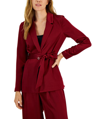 Alfani Women's Tie Waist Satin Blazer Red Size X-Small