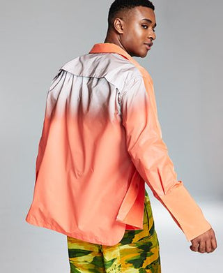 And Now This Men's Reflective Long Sleeve Button Up Shirt Orange Size XX-Large