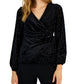 Alfani Women's Velvet Surplice Wrap Top Black Size Small