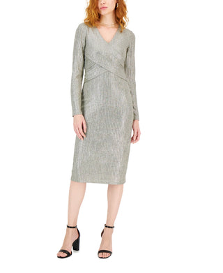 INC International Concepts Women's Crossover Bodice Dress Gold Size XL