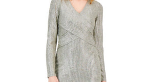 INC International Concepts Women's Crossover Bodice Dress Gold Size XL