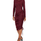 INC International Concepts Women's Drawstring Ruched Dress Red Size X-Large