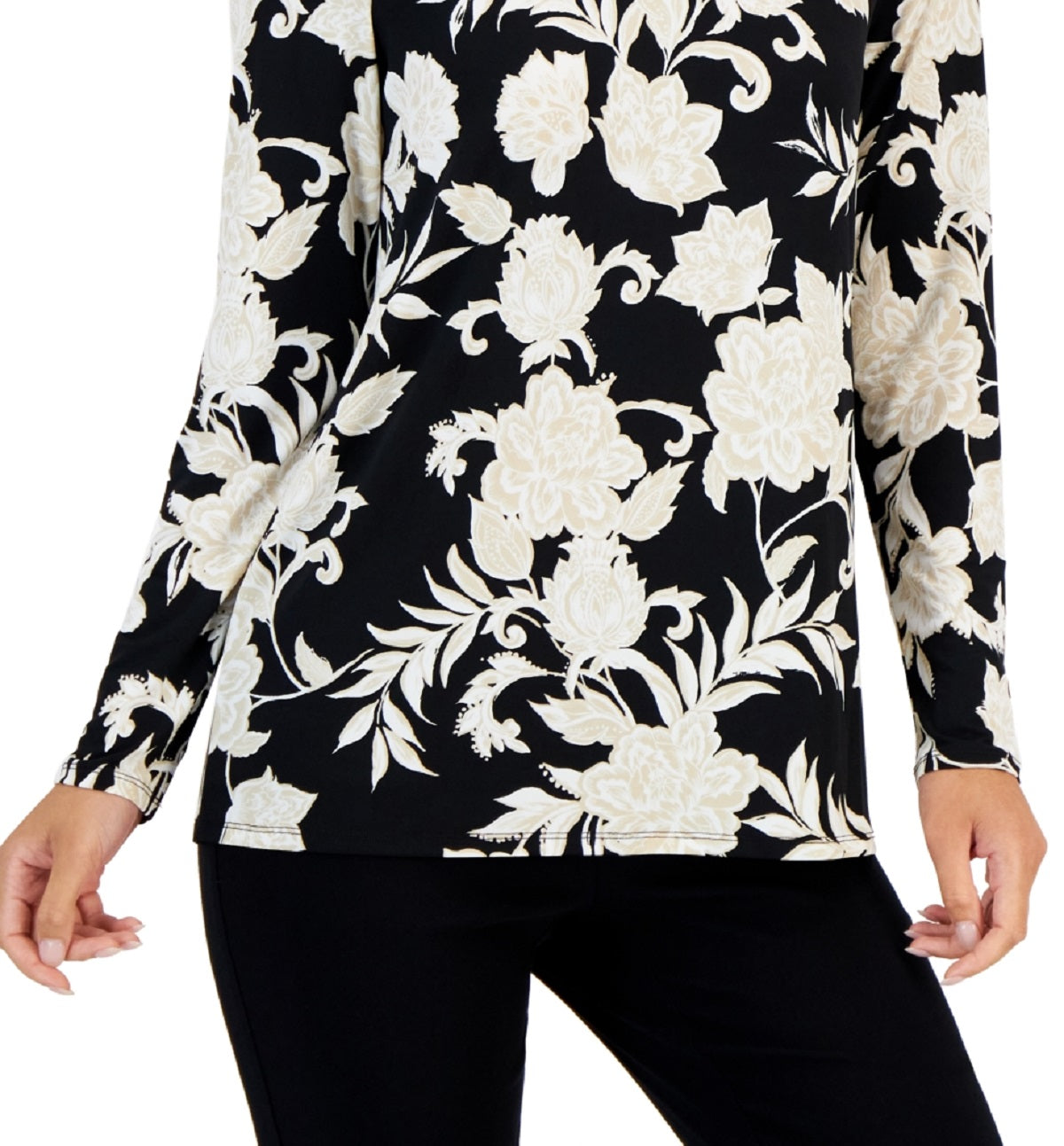 JM Collection Women's Elaborate Festive Embellished Cutout Top Black Size Petite Small