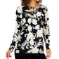 JM Collection Women's Elaborate Festive Embellished Cutout Top Black Size Petite Small