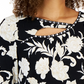 JM Collection Women's Elaborate Festive Embellished Cutout Top Black Size Petite Small