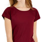 ID Ideology Women's Textured Short Sleeve T-Shirt Red Size Small