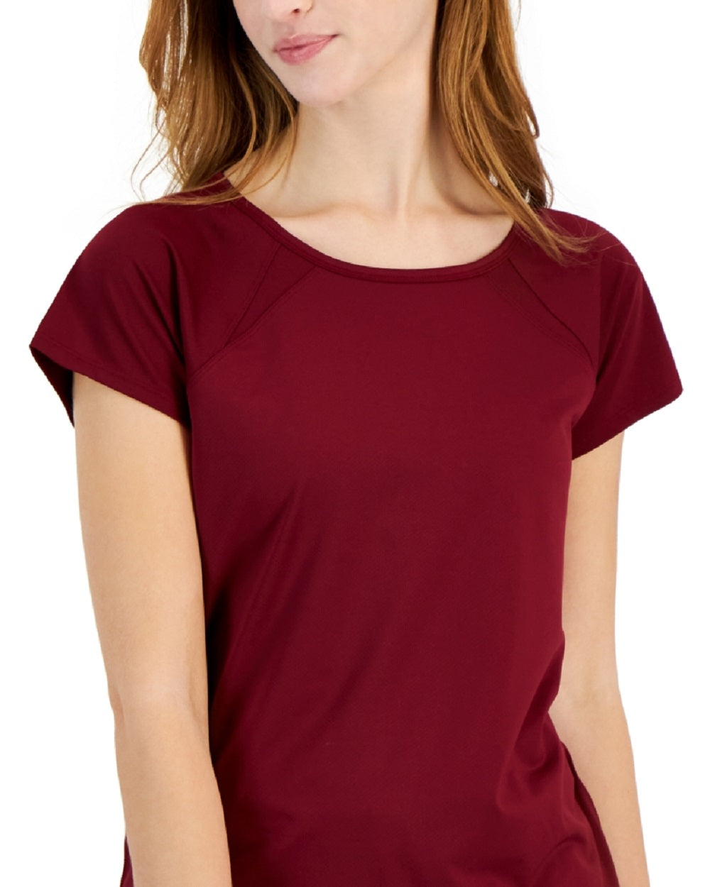 ID Ideology Women's Textured Short Sleeve T-Shirt Red Size Small