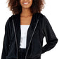 INC International Concepts Women's Velour Zip Up Hoodie Black Size Medium