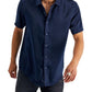 INC International Concepts Men's Satin Collared Button Down Shirt Blue Size Small