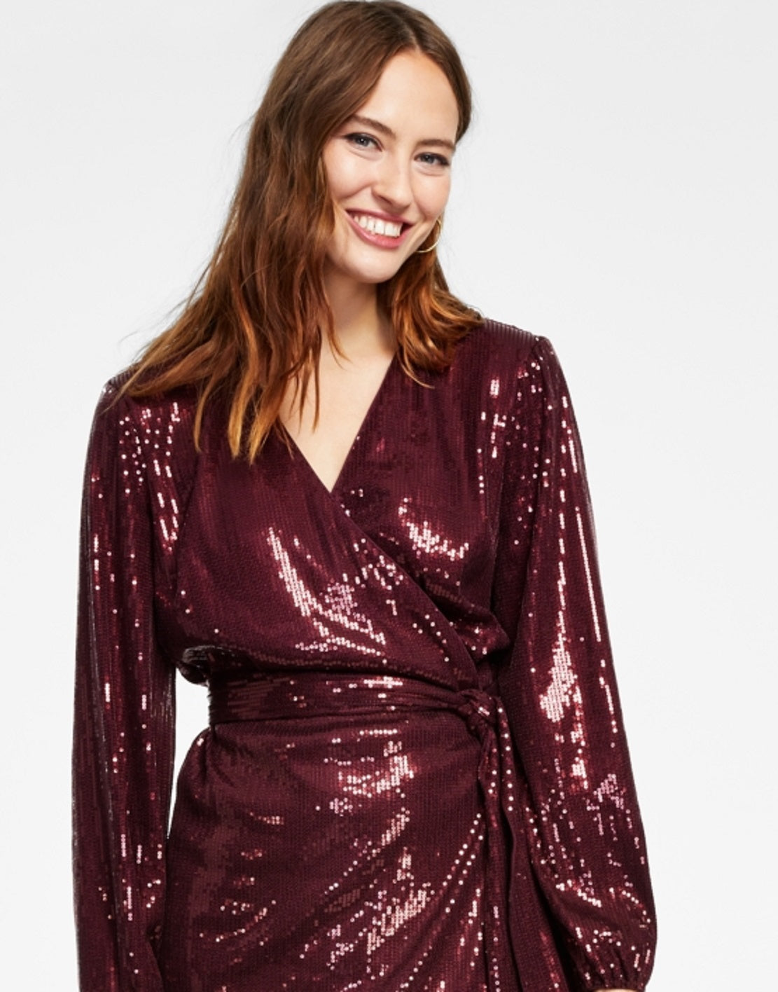 INC International Concepts Women's Sequin Mini Wrap Dress Red Size X-Large