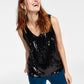 INC International Concepts Women's Sequin Tank Black Size X-Small