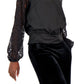 INC International Concepts Women's Lace Sleeve Blouse Black Size Large