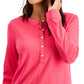 Style & Co Women's Henley Top Pink Size Petite Large