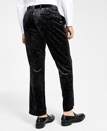 INC International Concepts Men's Slim Fit Paisley Velvet Suit Pants Black Size 29