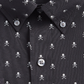 Club Room Men's Slim Fit Skull Print Button Down Shirt Black Size Medium