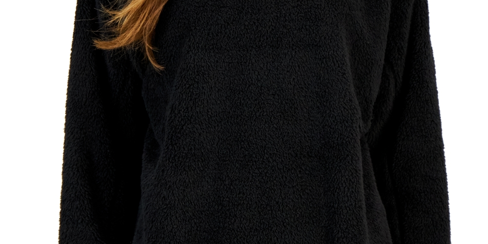 Style & Co Women's Sherpa Long Sleeve Sweater Black Size X-Large