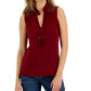 INC International Concepts Women's Sleeveless Crochet Split Neck Top Red Size Medium