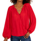 INC International Concepts Women's Hardware Trim Surplice Blouse Red Size Medium