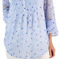 Charter Club Women's Print Pintuck Top Blue Size Large