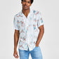 INC International Concepts Men's Abstract Print Camp Shirt White Size XX-Large
