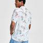 INC International Concepts Men's Abstract Print Camp Shirt White Size XX-Large