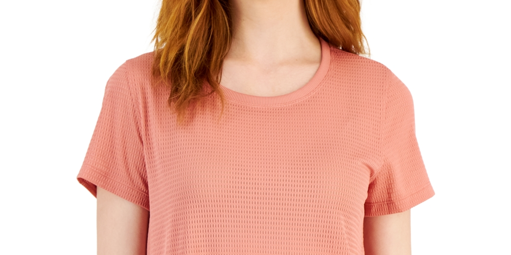 ID Ideology Women's Relaxed Short Sleeve Mesh Tee Pink Size Large