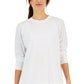 ID Ideology Women's Active Solid Crewneck Top White Size Large