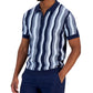 Alfani Men's Classic Fit Wavy Stripe 1/4 Zip Sweater Knit Polo Shirt White Size X-Large