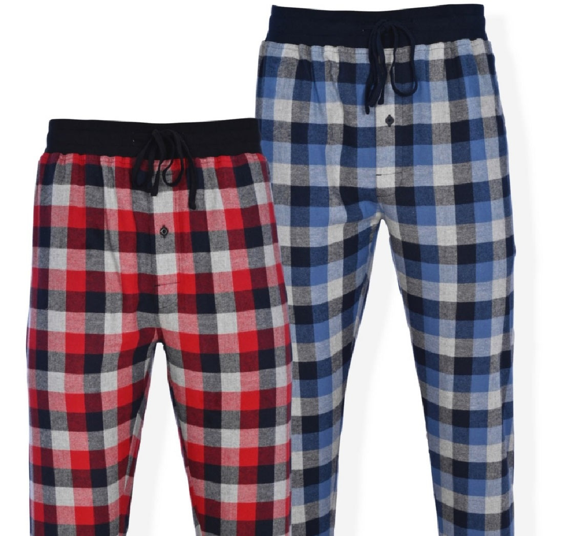 Hanes Men's 2Pk Flannel Sleep Jogger Pants Blue Size Medium