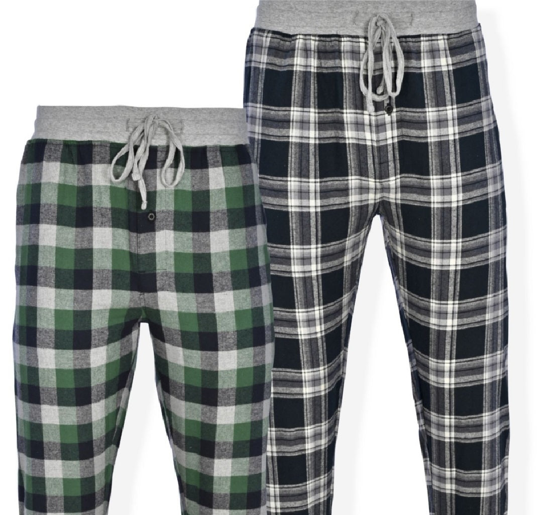 Hanes Men's 2Pk Flannel Sleep Jogger Pants Green Size Medium