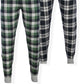 Hanes Men's 2Pk Flannel Sleep Jogger Pants Green Size Medium
