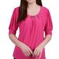 NY Collection Women's Short Sleeve Balloon Sleeve Top Pink Size Petite Medium